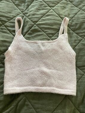 NAADAM Ribbed Spaghetti Strap Crop Top - Light Pink